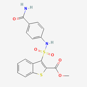 molecular formula C17H14N2O5S2 B2375073 Methyl 3-[(4-carbamoylphenyl)sulfamoyl]-1-benzothiophene-2-carboxylate CAS No. 932520-77-9