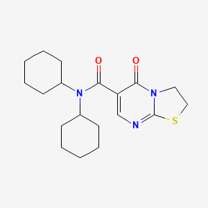 molecular formula C19H27N3O2S B2375123 N,N-dicyclohexyl-5-oxo-2H,3H,5H-[1,3]thiazolo[3,2-a]pyrimidine-6-carboxamide CAS No. 532965-99-4