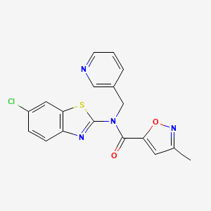 molecular formula C18H13ClN4O2S B2375134 N-(6-chlorobenzo[d]thiazol-2-yl)-3-methyl-N-(pyridin-3-ylmethyl)isoxazole-5-carboxamide CAS No. 946285-33-2