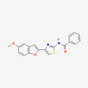 molecular formula C19H14N2O3S B2375140 N-[4-(5-methoxy-1-benzofuran-2-yl)-1,3-thiazol-2-yl]benzamide CAS No. 922027-30-3