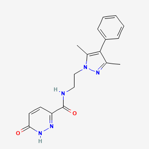 molecular formula C18H19N5O2 B2375164 N-(2-(3,5-dimethyl-4-phenyl-1H-pyrazol-1-yl)ethyl)-6-oxo-1,6-dihydropyridazine-3-carboxamide CAS No. 2034353-15-4