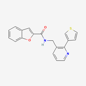 molecular formula C19H14N2O2S B2375168 N-((2-(thiophen-3-yl)pyridin-3-yl)methyl)benzofuran-2-carboxamide CAS No. 2034563-89-6