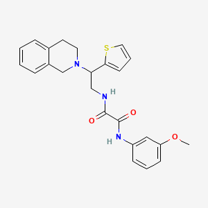 molecular formula C24H25N3O3S B2375175 N1-(2-(3,4-dihydroisoquinolin-2(1H)-yl)-2-(thiophen-2-yl)ethyl)-N2-(3-methoxyphenyl)oxalamide CAS No. 898424-76-5