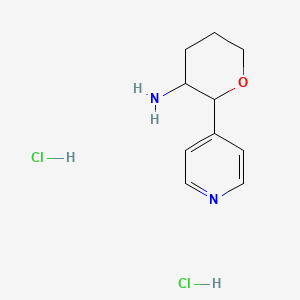 molecular formula C10H16Cl2N2O B2375182 2-Pyridin-4-yloxan-3-amine;dihydrochloride CAS No. 1803565-84-5