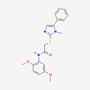 molecular formula C20H21N3O3S B2375194 N-(2,5-dimethoxyphenyl)-2-((1-methyl-5-phenyl-1H-imidazol-2-yl)thio)acetamide CAS No. 932352-43-7