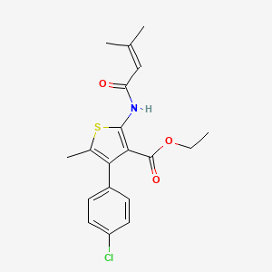 molecular formula C19H20ClNO3S B2375199 Ethyl 4-(4-chlorophenyl)-5-methyl-2-(3-methylbut-2-enamido)thiophene-3-carboxylate CAS No. 773861-08-8