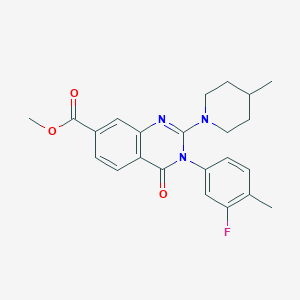 molecular formula C23H24FN3O3 B2375201 methyl 3-(3-fluoro-4-methylphenyl)-2-(4-methylpiperidin-1-yl)-4-oxo-3,4-dihydroquinazoline-7-carboxylate CAS No. 1251682-15-1