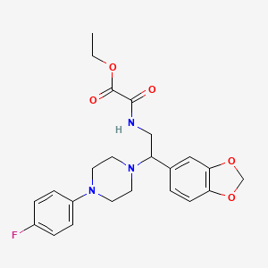 molecular formula C23H26FN3O5 B2375202 Ethyl 2-((2-(benzo[d][1,3]dioxol-5-yl)-2-(4-(4-fluorophenyl)piperazin-1-yl)ethyl)amino)-2-oxoacetate CAS No. 896361-80-1