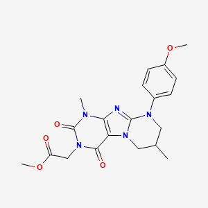 molecular formula C20H23N5O5 B2375236 methyl 2-[9-(4-methoxyphenyl)-1,7-dimethyl-2,4-dioxo-7,8-dihydro-6H-purino[7,8-a]pyrimidin-3-yl]acetate CAS No. 887888-84-8