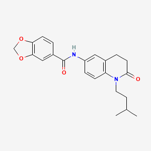 molecular formula C22H24N2O4 B2375255 N-(1-isopentyl-2-oxo-1,2,3,4-tetrahydroquinolin-6-yl)benzo[d][1,3]dioxole-5-carboxamide CAS No. 954613-92-4