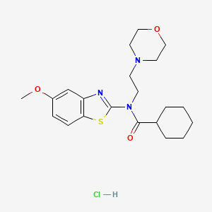 molecular formula C21H30ClN3O3S B2375258 N-(5-methoxybenzo[d]thiazol-2-yl)-N-(2-morpholinoethyl)cyclohexanecarboxamide hydrochloride CAS No. 1215463-05-0