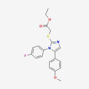 molecular formula C20H19FN2O3S B2375322 ethyl 2-((1-(4-fluorophenyl)-5-(4-methoxyphenyl)-1H-imidazol-2-yl)thio)acetate CAS No. 1207001-03-3