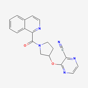 molecular formula C19H15N5O2 B2375350 3-((1-(Isoquinoline-1-carbonyl)pyrrolidin-3-yl)oxy)pyrazine-2-carbonitrile CAS No. 2034282-62-5