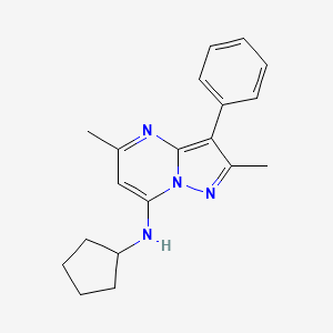 molecular formula C19H22N4 B2375385 N-cyclopentyl-2,5-dimethyl-3-phenylpyrazolo[1,5-a]pyrimidin-7-amine CAS No. 850746-57-5