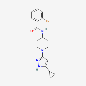 molecular formula C18H21BrN4O B2375392 2-bromo-N-[1-(5-cyclopropyl-1H-pyrazol-3-yl)piperidin-4-yl]benzamide CAS No. 1902900-24-6