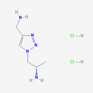 molecular formula C6H15Cl2N5 B2375413 (2S)-1-[4-(Aminomethyl)triazol-1-yl]propan-2-amine;dihydrochloride CAS No. 2361608-92-4