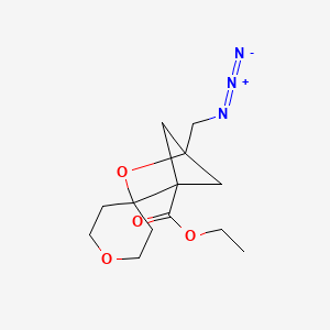 molecular formula C13H19N3O4 B2375456 ethyl 4-(azidomethyl)-3-oxaspiro[bicyclo[2.1.1]hexane-2,4'-oxane]-1-carboxylate CAS No. 2225146-56-3