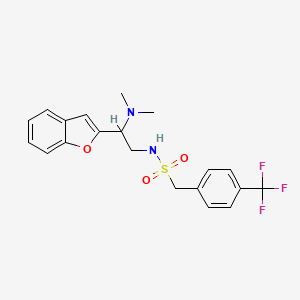 molecular formula C20H21F3N2O3S B2375476 N-[2-(1-benzofuran-2-yl)-2-(dimethylamino)ethyl]-1-[4-(trifluoromethyl)phenyl]methanesulfonamide CAS No. 2034301-90-9