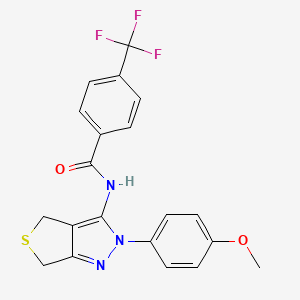molecular formula C20H16F3N3O2S B2375477 N-(2-(4-methoxyphenyl)-4,6-dihydro-2H-thieno[3,4-c]pyrazol-3-yl)-4-(trifluoromethyl)benzamide CAS No. 893940-70-0