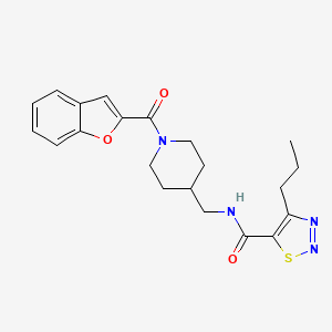 molecular formula C21H24N4O3S B2375487 N-((1-(benzofuran-2-carbonyl)piperidin-4-yl)methyl)-4-propyl-1,2,3-thiadiazole-5-carboxamide CAS No. 1235185-09-7