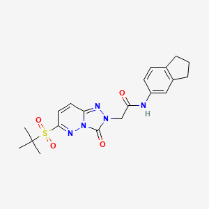 molecular formula C20H23N5O4S B2375504 N-(2,3-dihydro-1H-inden-5-yl)-2-[6-(2-methylpropane-2-sulfonyl)-3-oxo-2H,3H-[1,2,4]triazolo[4,3-b]pyridazin-2-yl]acetamide CAS No. 1358680-82-6