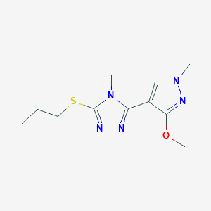 B2375514 3-(3-methoxy-1-methyl-1H-pyrazol-4-yl)-4-methyl-5-(propylthio)-4H-1,2,4-triazole CAS No. 1014096-13-9