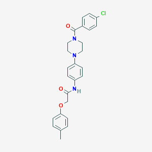 molecular formula C26H26ClN3O3 B237555 N-[4-[4-(4-chlorobenzoyl)piperazin-1-yl]phenyl]-2-(4-methylphenoxy)acetamide 