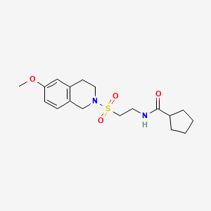molecular formula C18H26N2O4S B2375553 N-(2-((6-methoxy-3,4-dihydroisoquinolin-2(1H)-yl)sulfonyl)ethyl)cyclopentanecarboxamide CAS No. 922012-83-7
