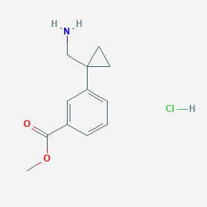 molecular formula C12H16ClNO2 B2375559 methyl 3-[1-(aminomethyl)cyclopropyl]benzoate hydrochloride CAS No. 2408970-98-7