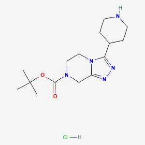 molecular formula C15H26ClN5O2 B2375571 tert-butyl 3-(piperidin-4-yl)-5H,6H,7H,8H-[1,2,4]triazolo[4,3-a]pyrazine-7-carboxylate hydrochloride CAS No. 1803561-25-2