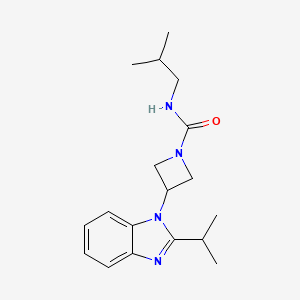 molecular formula C18H26N4O B2375578 N-(2-Methylpropyl)-3-(2-propan-2-ylbenzimidazol-1-yl)azetidine-1-carboxamide CAS No. 2415629-09-1