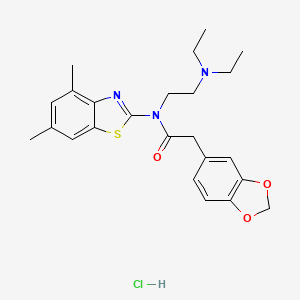 2-(benzo[d][1,3]dioxol-5-yl)-N-(2-(diethylamino)ethyl)-N-(4,6-dimethylbenzo[d]thiazol-2-yl)acetamide hydrochloride