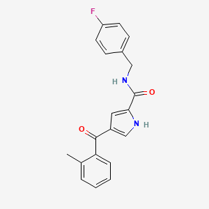 molecular formula C20H17FN2O2 B2375613 N-[(4-fluorophenyl)methyl]-4-(2-methylbenzoyl)-1H-pyrrole-2-carboxamide CAS No. 478249-39-7