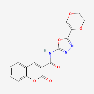 N-(5-(5,6-dihydro-1,4-dioxin-2-yl)-1,3,4-oxadiazol-2-yl)-2-oxo-2H-chromene-3-carboxamide