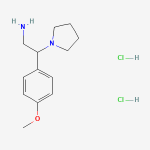 molecular formula C13H22Cl2N2O B2375627 2-(4-Methoxyphenyl)-2-pyrrolidinylethylamine dihydrochloride CAS No. 1185165-48-3