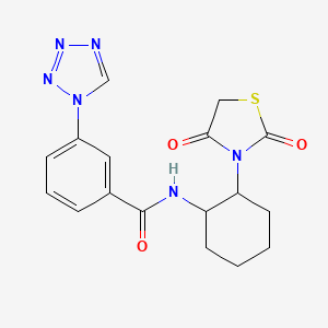 molecular formula C17H18N6O3S B2375632 N-(2-(2,4-dioxothiazolidin-3-yl)cyclohexyl)-3-(1H-tetrazol-1-yl)benzamide CAS No. 1206996-08-8