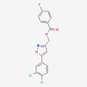 molecular formula C17H10Cl2FNO3 B2375647 [5-(3,4-Dichlorophenyl)-3-isoxazolyl]methyl 4-fluorobenzenecarboxylate CAS No. 343374-54-9