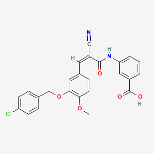 molecular formula C25H19ClN2O5 B2375650 3-[[(Z)-3-[3-[(4-Chlorophenyl)methoxy]-4-methoxyphenyl]-2-cyanoprop-2-enoyl]amino]benzoic acid CAS No. 380561-18-2