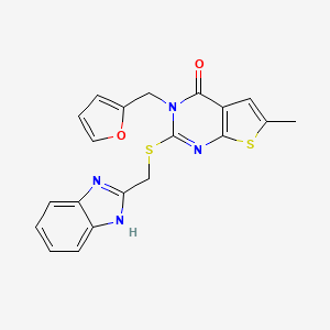 2-(1H-benzimidazol-2-ylmethylsulfanyl)-3-(furan-2-ylmethyl)-6-methylthieno[2,3-d]pyrimidin-4-one