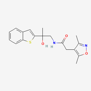 molecular formula C18H20N2O3S B2375678 N-[2-(1-benzothiophen-2-yl)-2-hydroxypropyl]-2-(3,5-dimethyl-1,2-oxazol-4-yl)acetamide CAS No. 2034403-83-1