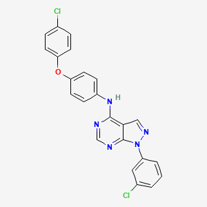 molecular formula C23H15Cl2N5O B2375688 N-[4-(4-chlorophenoxy)phenyl]-1-(3-chlorophenyl)-1H-pyrazolo[3,4-d]pyrimidin-4-amine CAS No. 890945-89-8