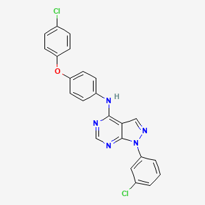 molecular formula C23H15Cl2N5O B2375688 N-(4-(4-chlorophenoxy)phenyl)-1-(3-chlorophenyl)-1H-pyrazolo[3,4-d]pyrimidin-4-amine CAS No. 890945-89-8