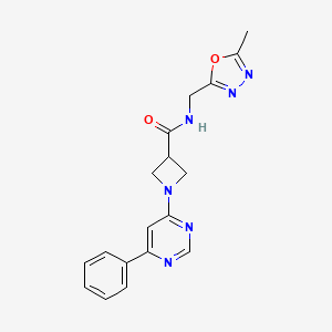 molecular formula C18H18N6O2 B2375691 N-[(5-methyl-1,3,4-oxadiazol-2-yl)methyl]-1-(6-phenylpyrimidin-4-yl)azetidine-3-carboxamide CAS No. 2034477-00-2