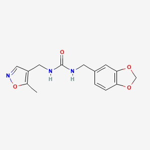 molecular formula C14H15N3O4 B2375693 1-(Benzo[d][1,3]dioxol-5-ylmethyl)-3-((5-methylisoxazol-4-yl)methyl)urea CAS No. 2034404-71-0