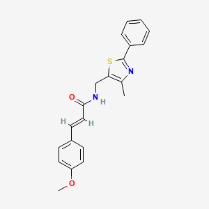 molecular formula C21H20N2O2S B2375702 (E)-3-(4-methoxyphenyl)-N-((4-methyl-2-phenylthiazol-5-yl)methyl)acrylamide CAS No. 1396890-06-4