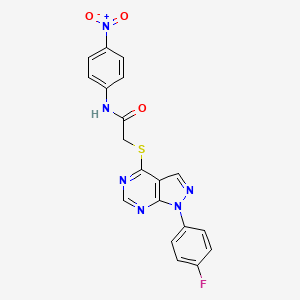 molecular formula C19H13FN6O3S B2375717 2-((1-(4-fluorophenyl)-1H-pyrazolo[3,4-d]pyrimidin-4-yl)thio)-N-(4-nitrophenyl)acetamide CAS No. 893936-62-4