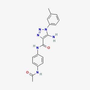 molecular formula C18H18N6O2 B2375733 N-[4-(acetylamino)phenyl]-5-amino-1-(3-methylphenyl)-1H-1,2,3-triazole-4-carboxamide CAS No. 950229-39-7