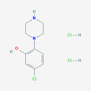 molecular formula C10H15Cl3N2O B2375748 5-Chloro-2-piperazin-1-ylphenol;dihydrochloride CAS No. 2416230-03-8