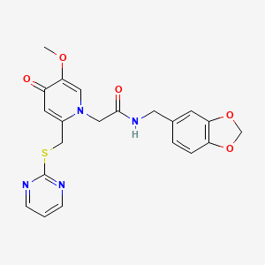N-(benzo[d][1,3]dioxol-5-ylmethyl)-2-(5-methoxy-4-oxo-2-((pyrimidin-2-ylthio)methyl)pyridin-1(4H)-yl)acetamide