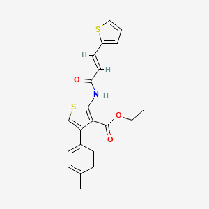 molecular formula C21H19NO3S2 B2375754 (E)-ethyl 2-(3-(thiophen-2-yl)acrylamido)-4-(p-tolyl)thiophene-3-carboxylate CAS No. 314244-92-3